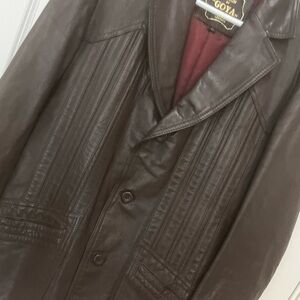 Vintage 70s 80s Goya Men's Dark Chocolate Brown Leather Blazer Jacket, Size 42